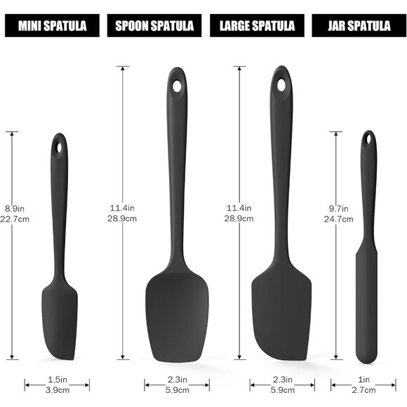 4-Piece Silicone Spatula Scrapers: 600°F Heat Resistant Food Grade Kitchen BPA F - Picture 2 of 9